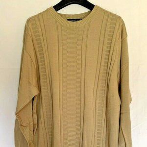 METOFUORI New York ~Knit Cotton Blend ~Beige ~Crew Neck Long Sleeve Sweater~Sz.L